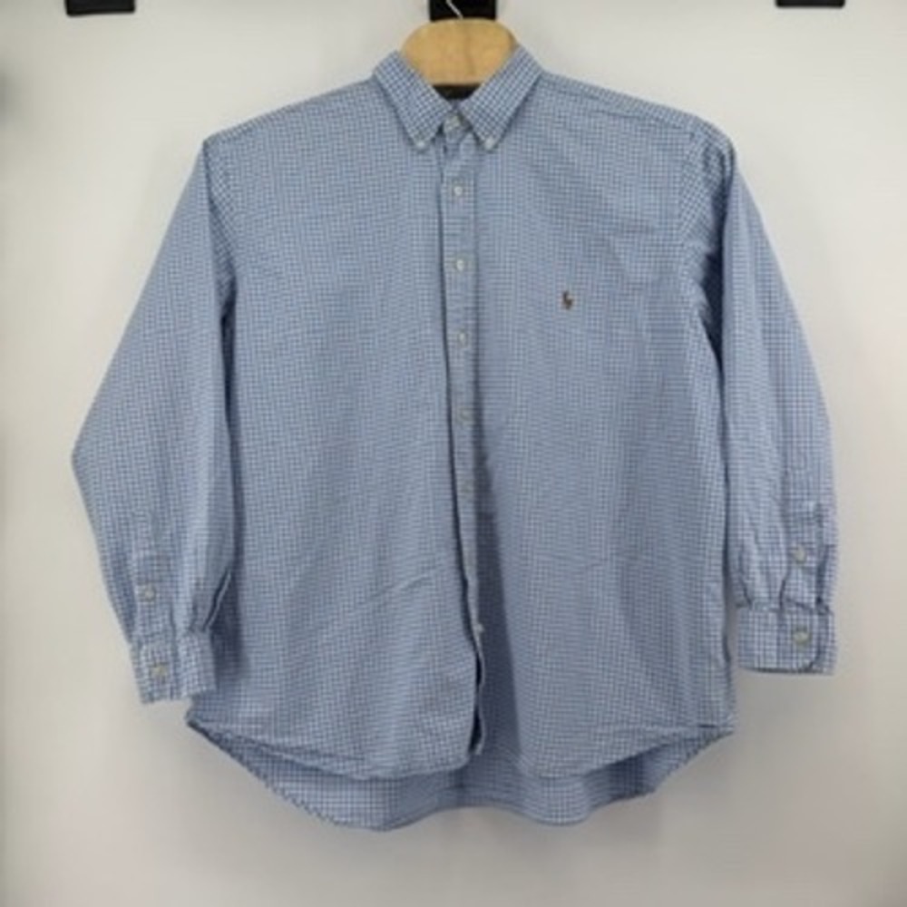Ralph Lauren Gingham Button Down Shirt Men's 2XB Blue White Classic Fit‎ - Picture 2 of 7